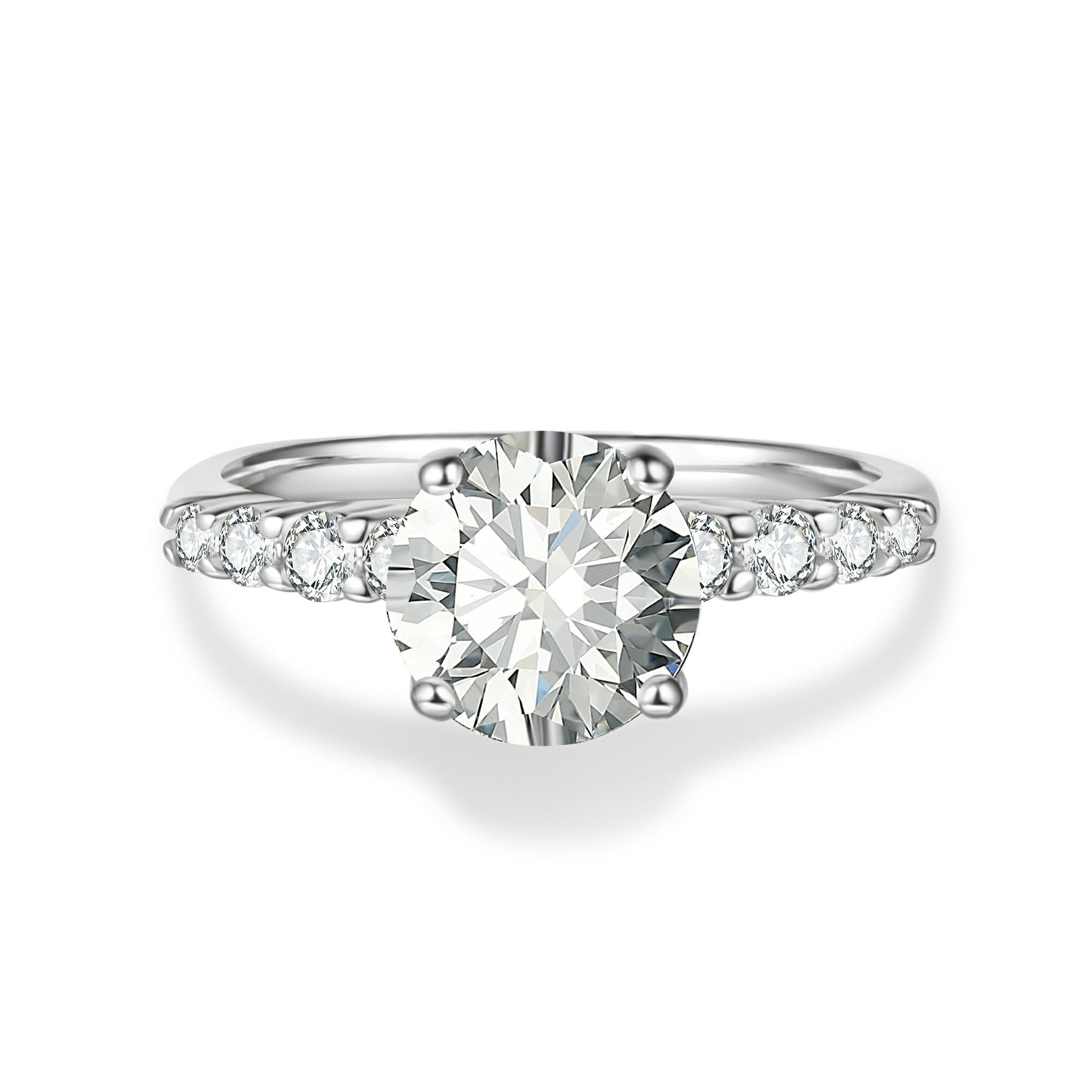Classic Shared-Prong Round Cut Moissanite Engagement Ring