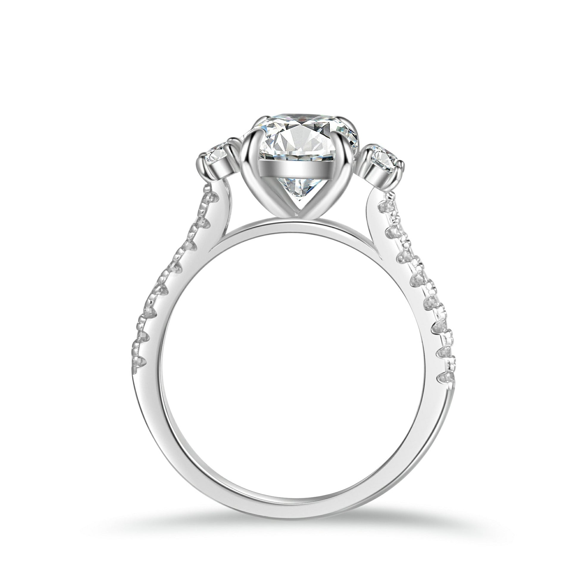 Three Stone Cushion Moissanite Engagement Ring