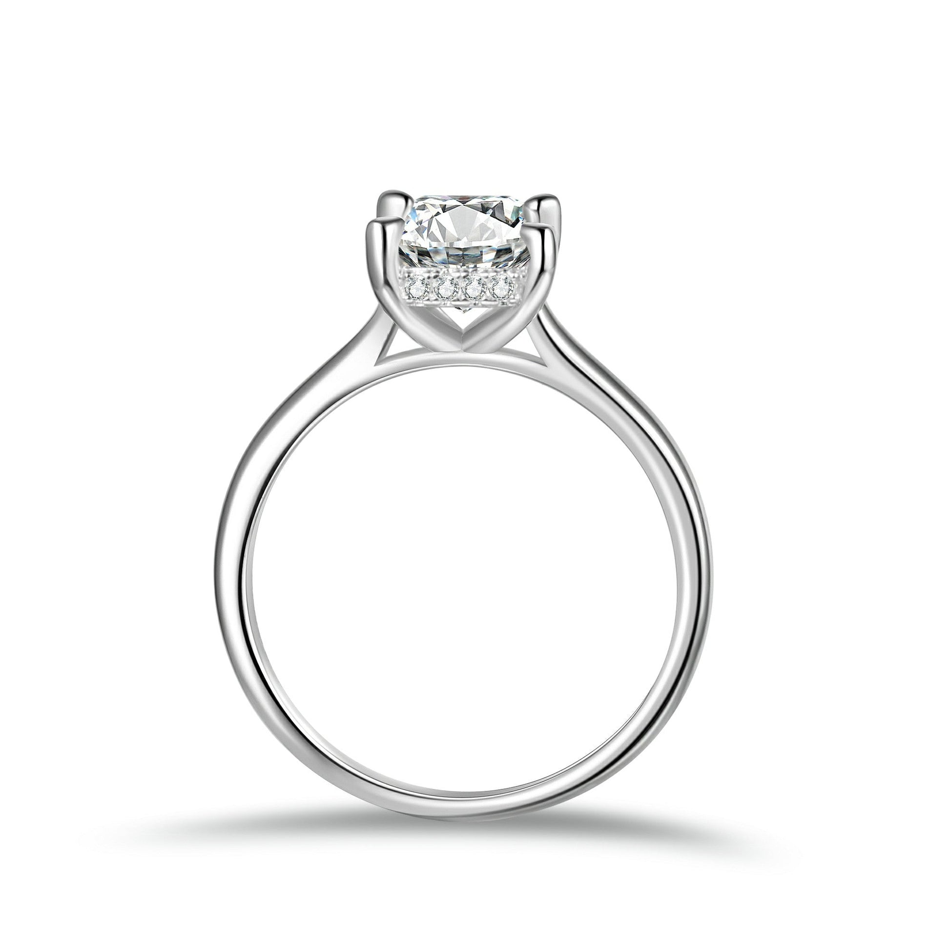 Emerald Cut Moissanite Engagement Ring With Hidden Halo