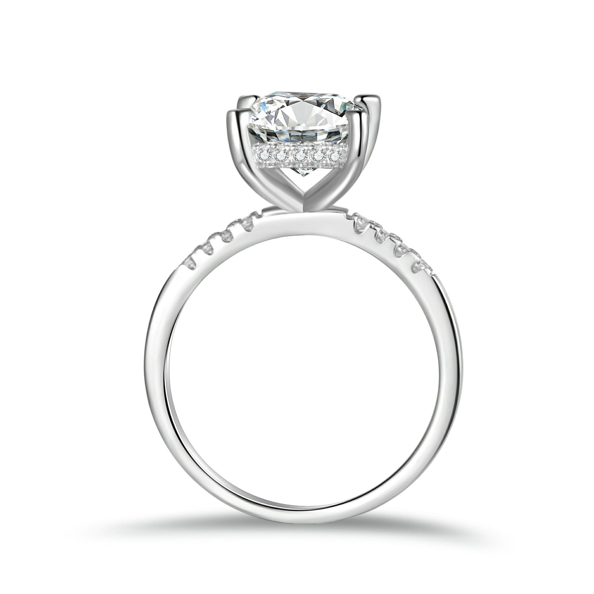 Princess Cut Moissanite Engagement Ring With Halo