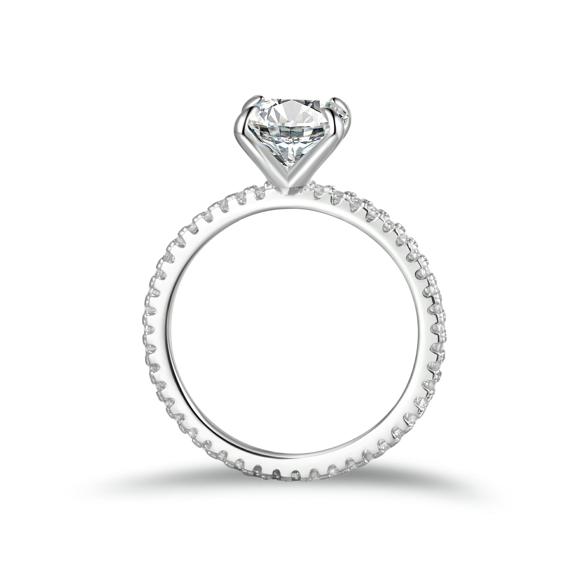 Radiant Cut Moissanite Engagement Ring With Eternity Band