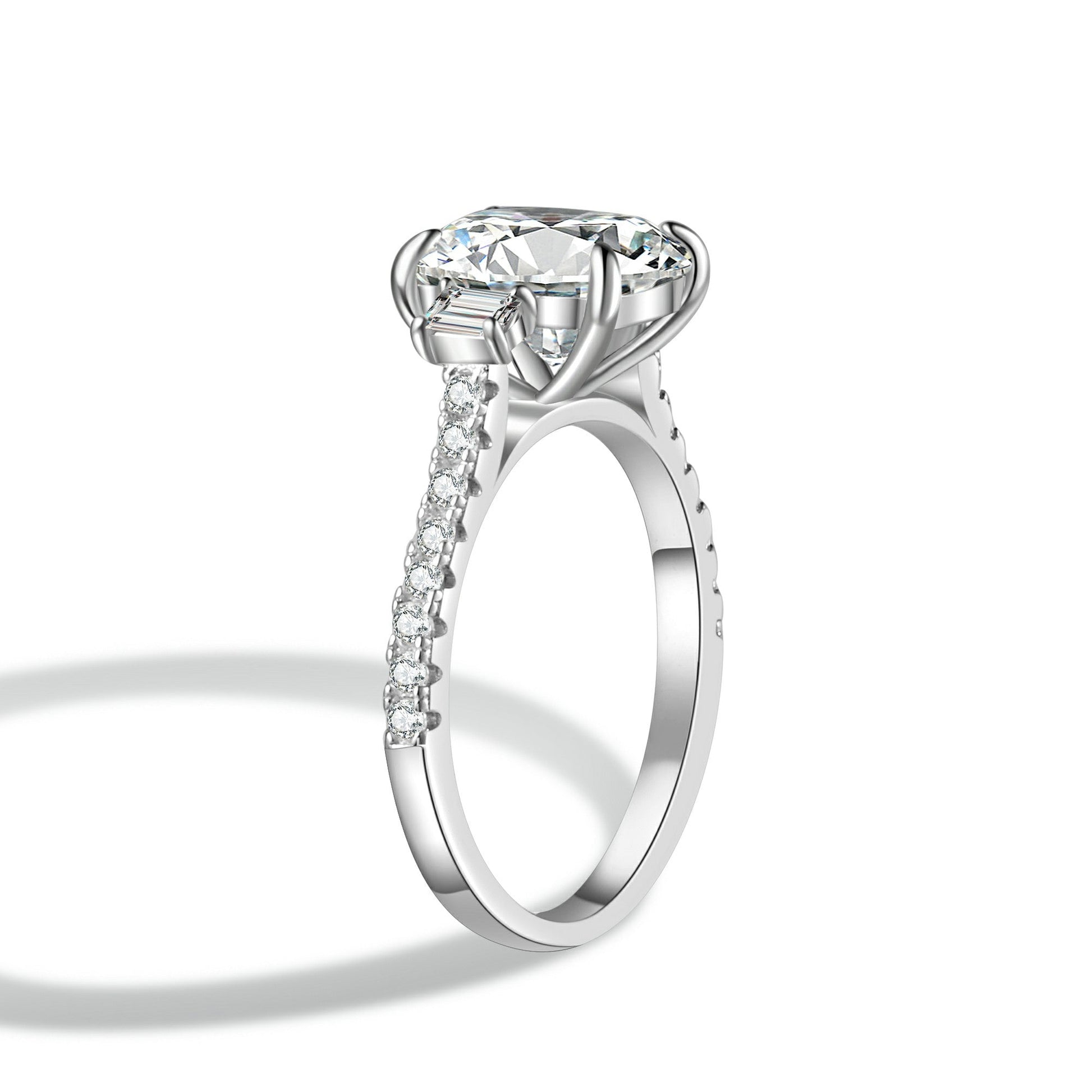 Three Stone Cushion Moissanite Engagement Ring
