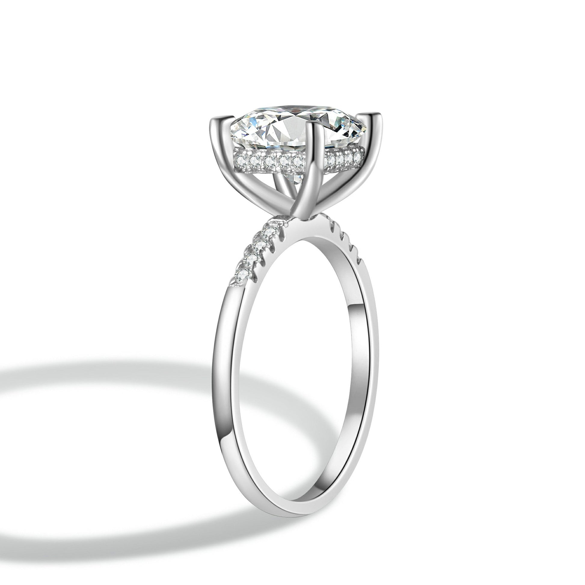 Princess Cut Moissanite Engagement Ring With Halo