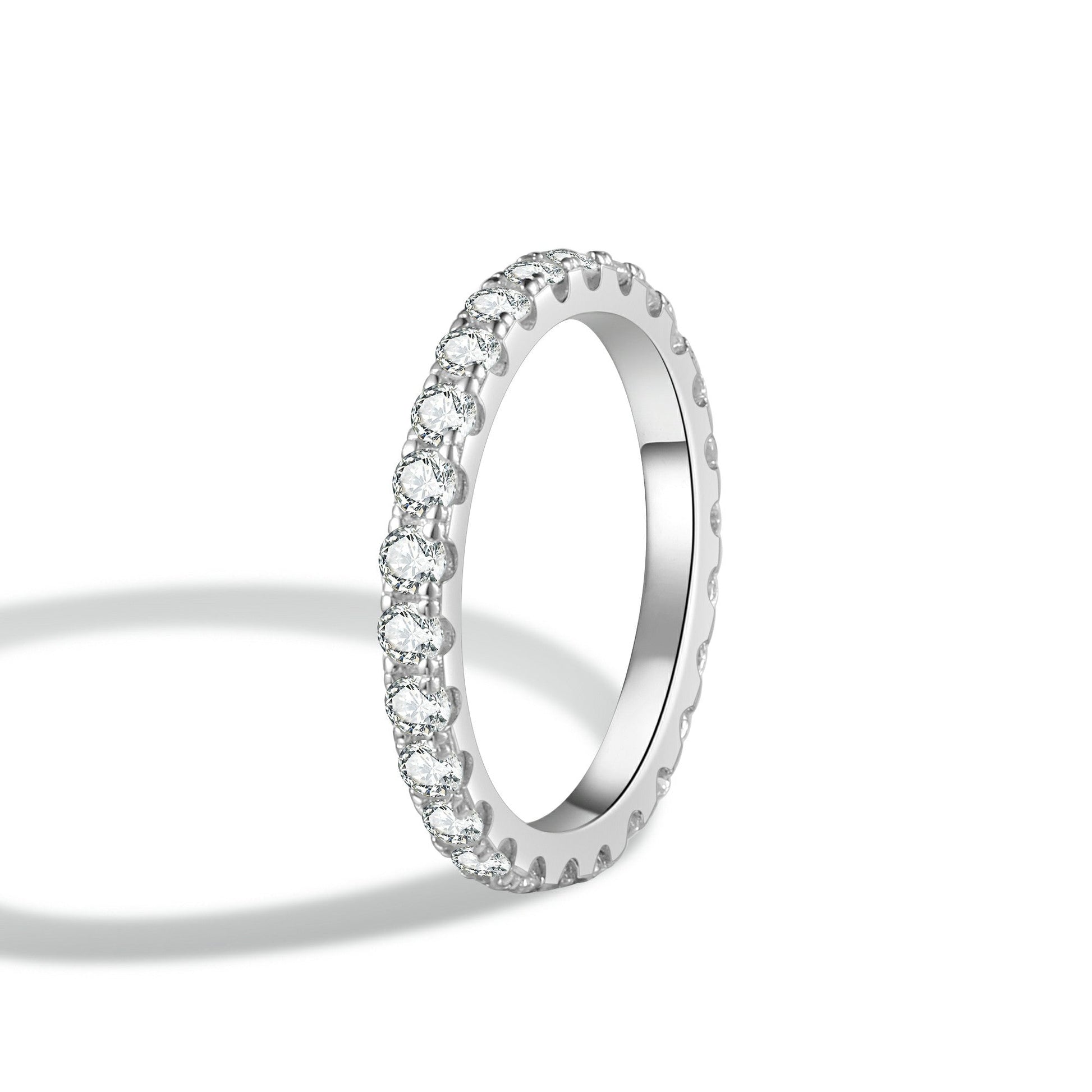 Pave Round Cut Moissanite Eternity Band