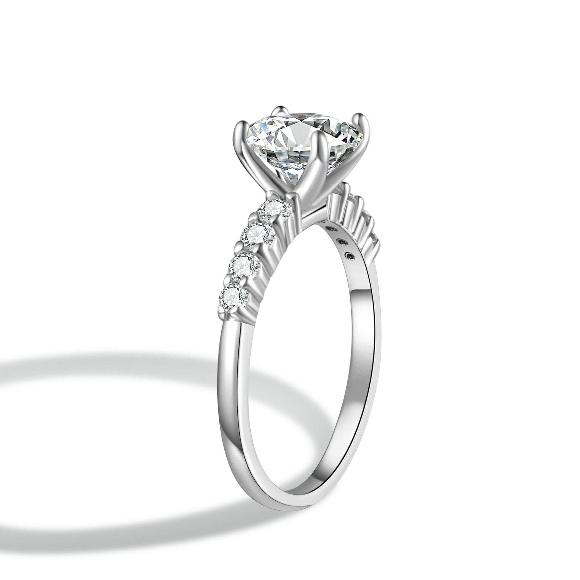 Classic Shared-Prong Round Cut Moissanite Engagement Ring