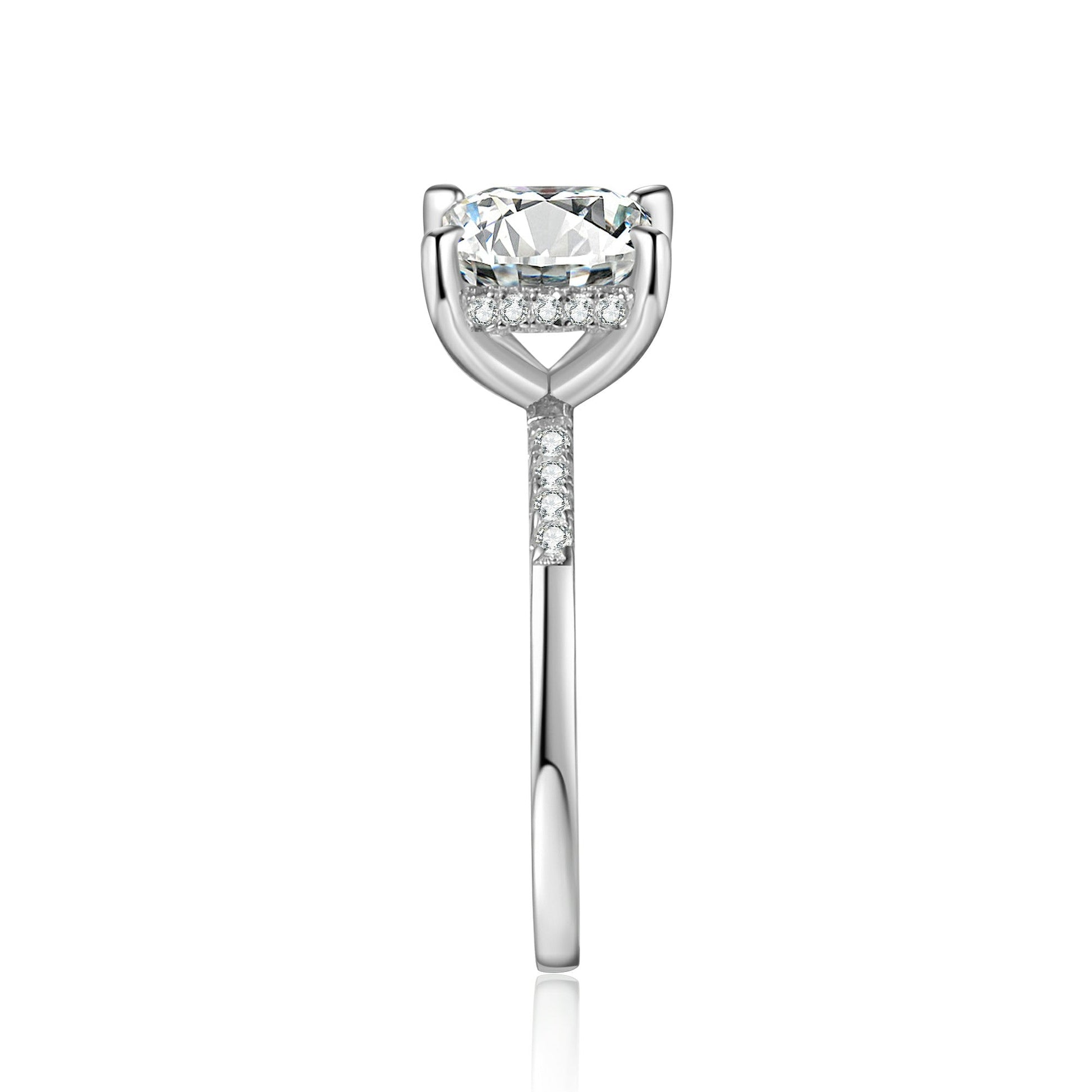 Princess Cut Moissanite Engagement Ring With Halo