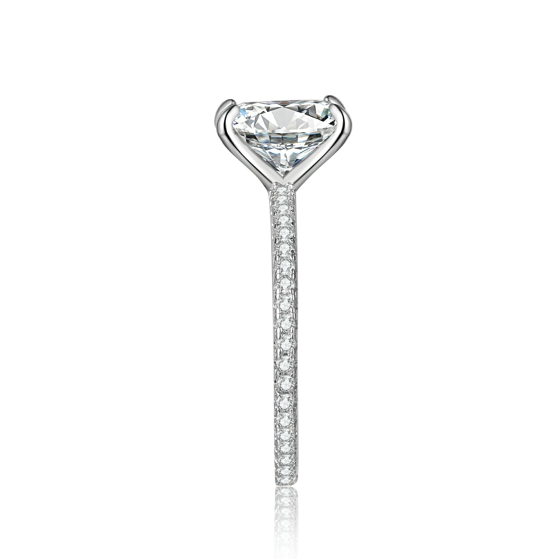 Radiant Cut Moissanite Engagement Ring With Eternity Band