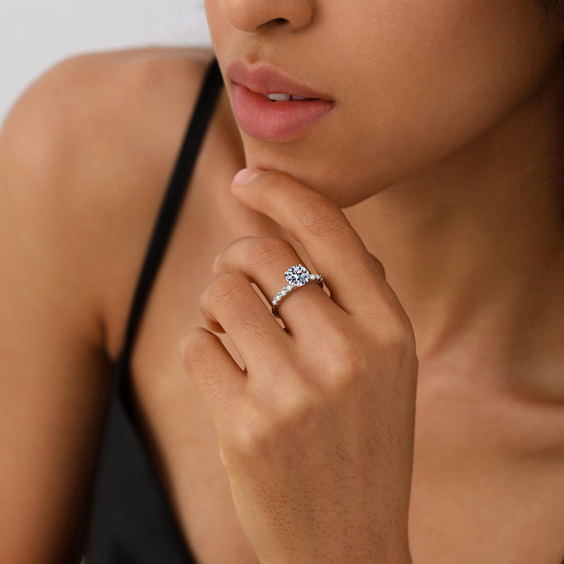 Classic Shared-Prong Round Cut Moissanite Engagement Ring