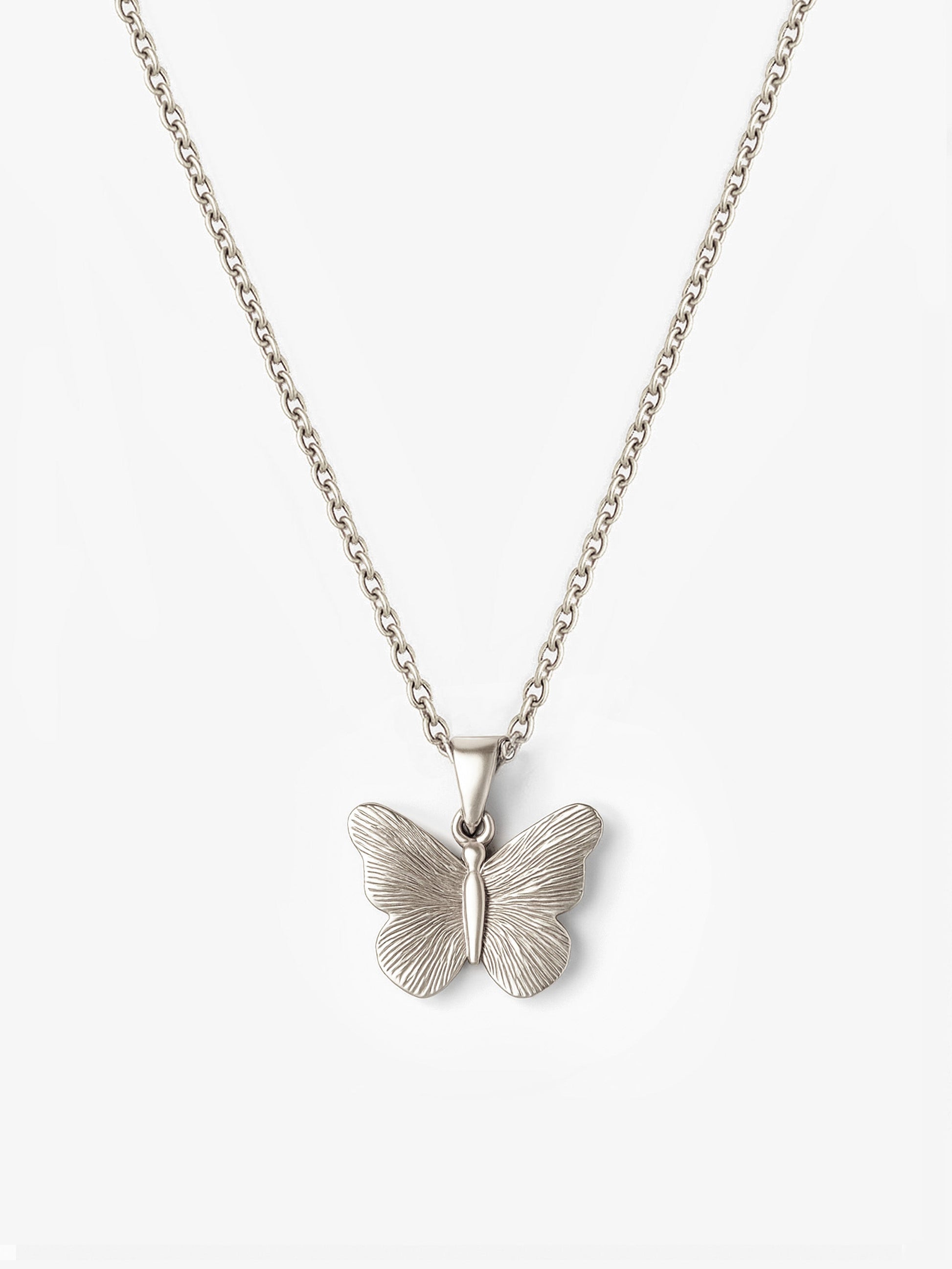 Textured Butterfly Pendant Necklace