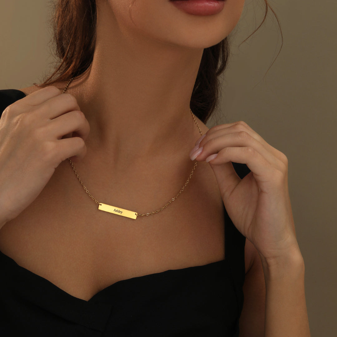Engraved Bar Necklace