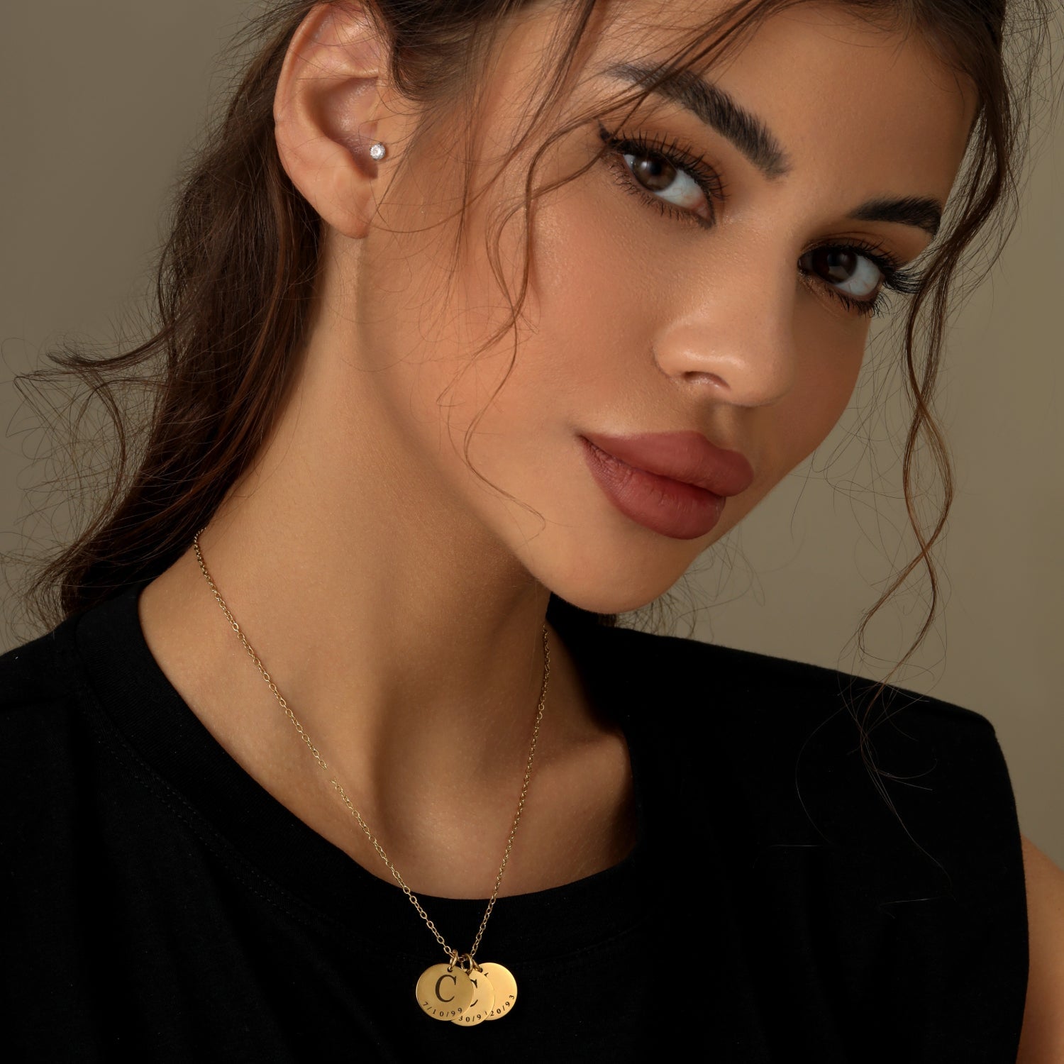 Initial Date Charm Necklace