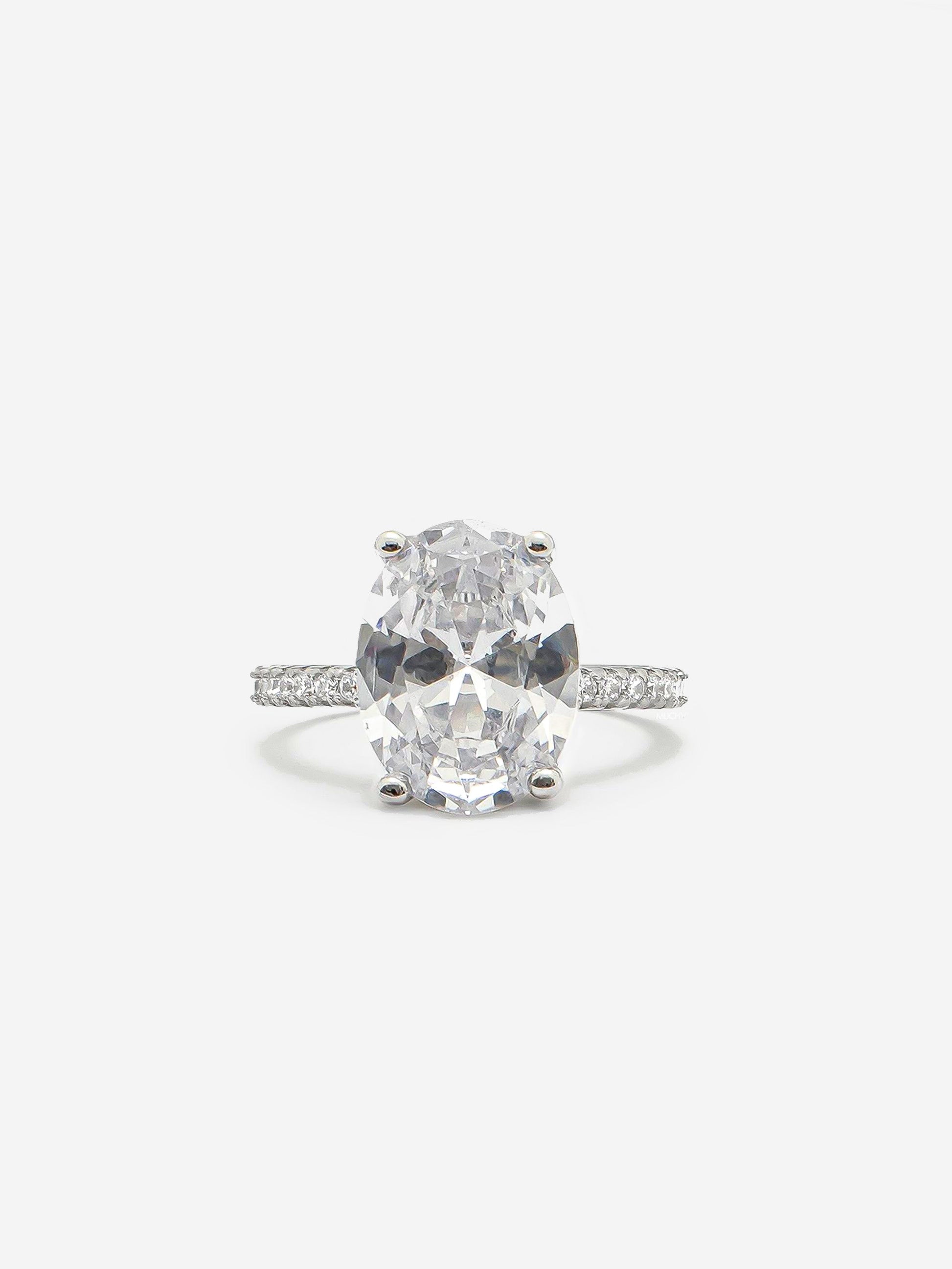 Silver Promise Ring With Large Oval Stone