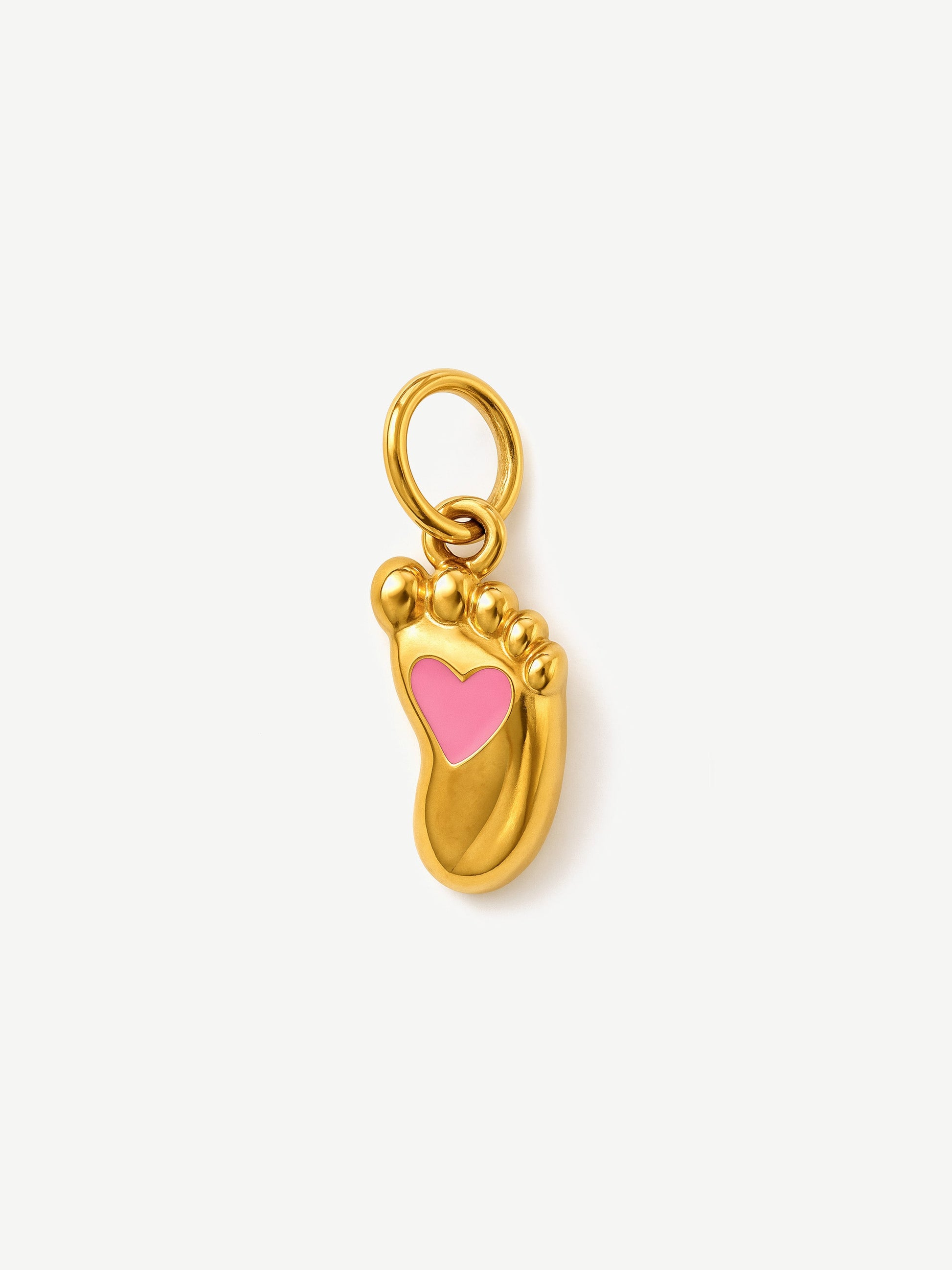 Baby Girl Pink Heart Foot Charm (Tiny)