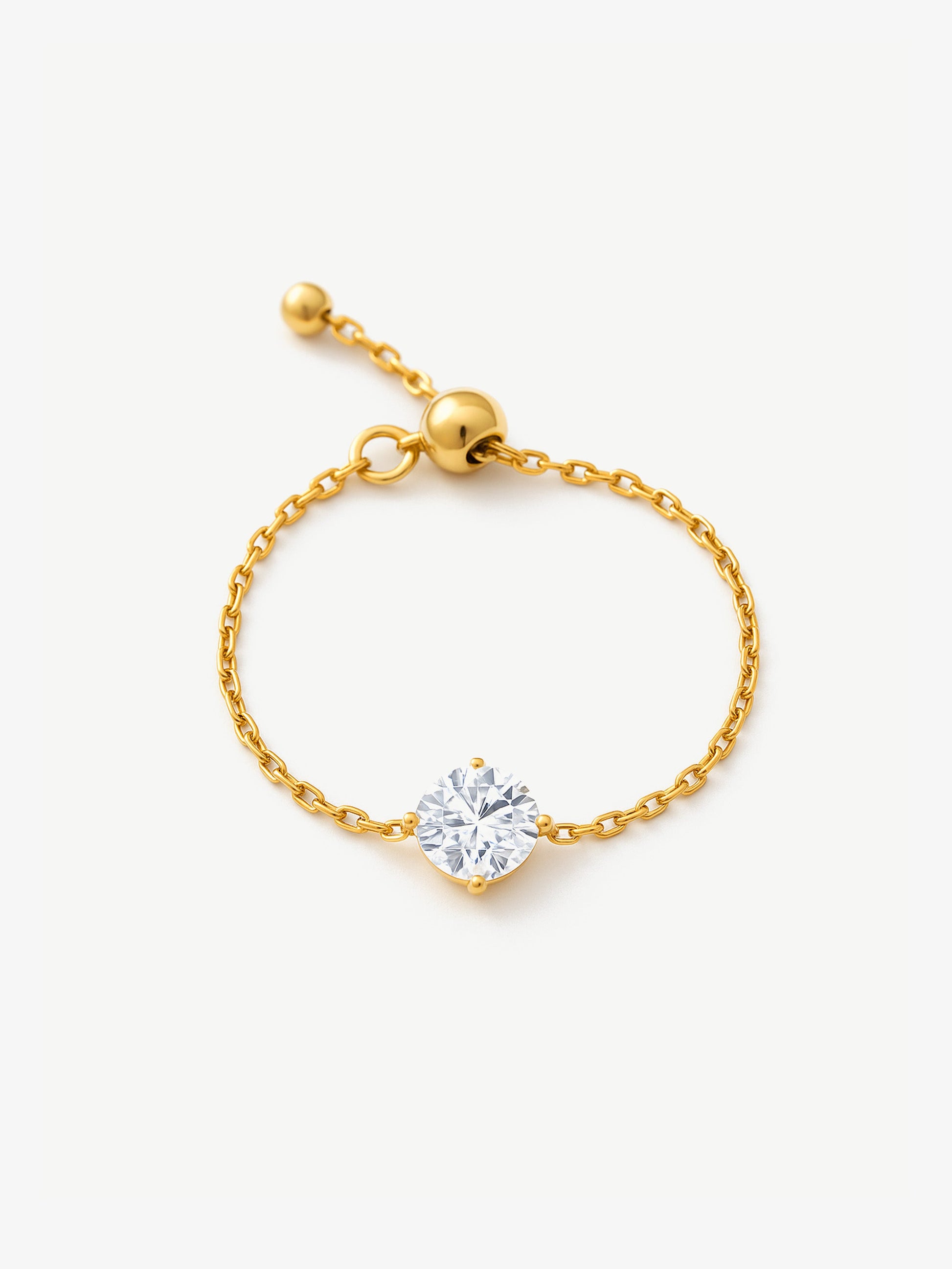 Square, Pear or Round Stone Adjustable Chain Ring