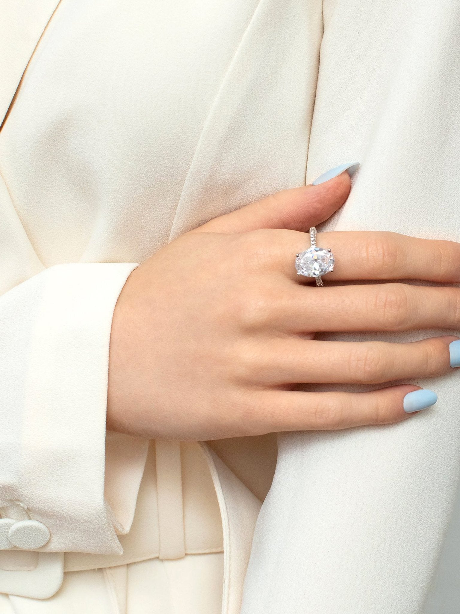 Silver Promise Ring With Large Oval Stone