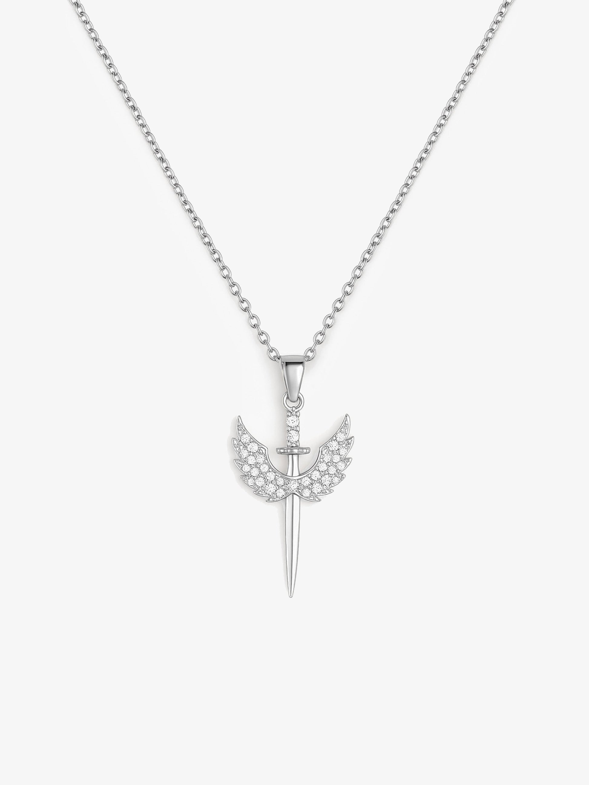 Sparkling Sword With Wings Necklace