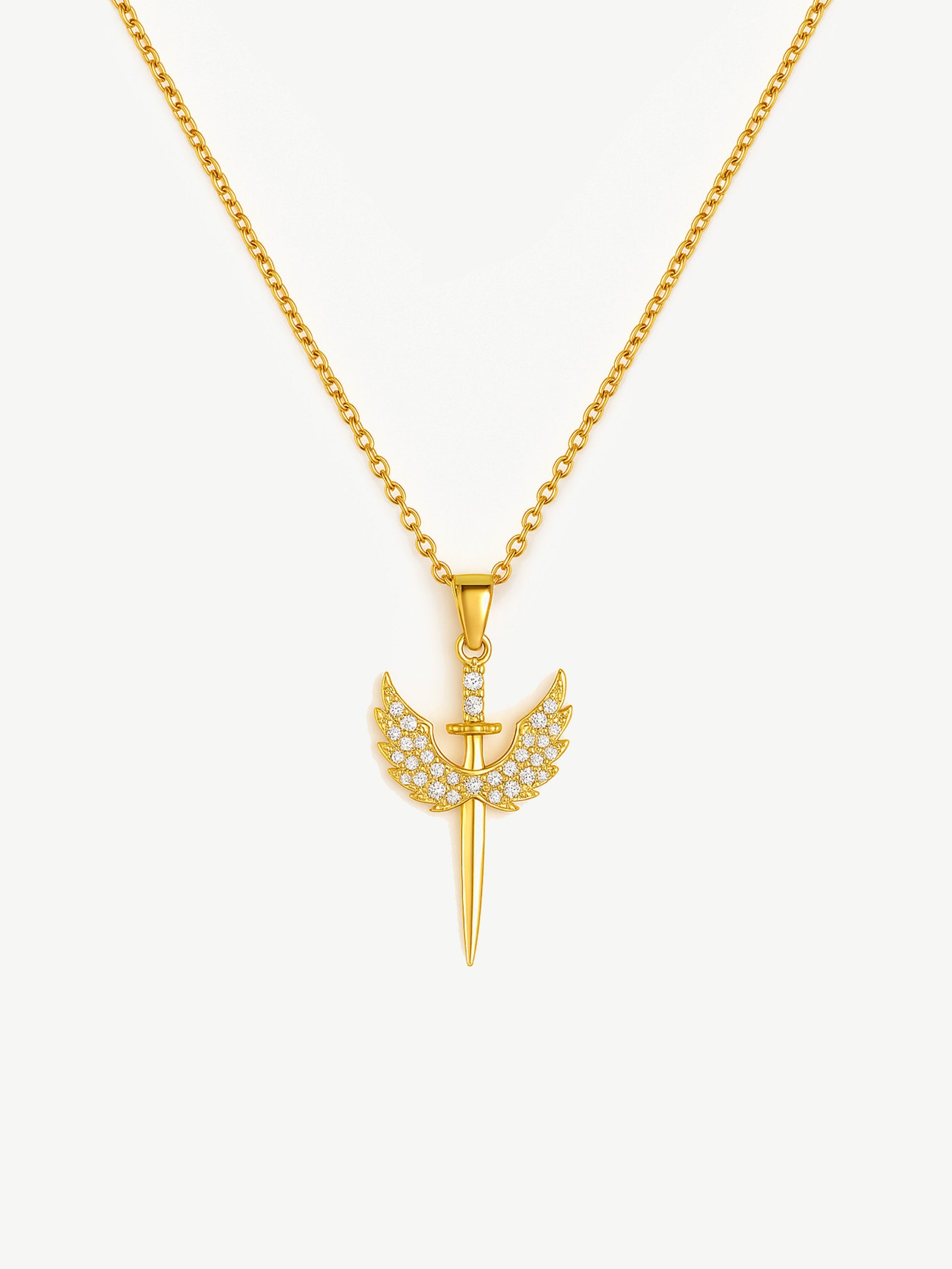 Sparkling Sword With Wings Necklace